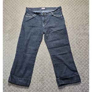 Lipstick Womens Cropped Jeans Rhinestone Studded Dark Wash Denim Capri Pants